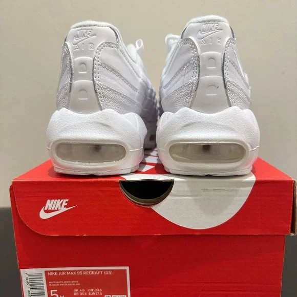 NIB Nike Air Max 95 Recraft GS Triple White Size  CJ3906-100 Big Kid - Picture 6 of 6